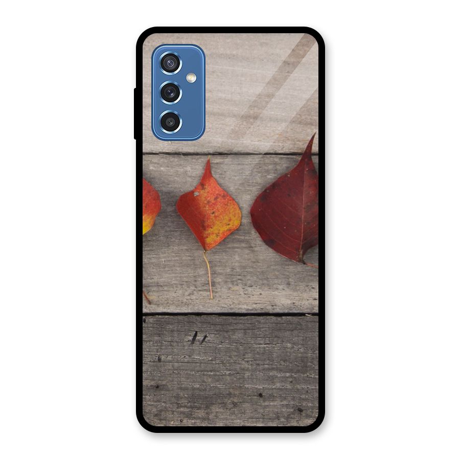 Beautiful Wood Leafs Glass Back Case for Galaxy M52 5G