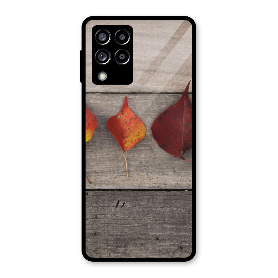Beautiful Wood Leafs Glass Back Case for Galaxy M53 5G