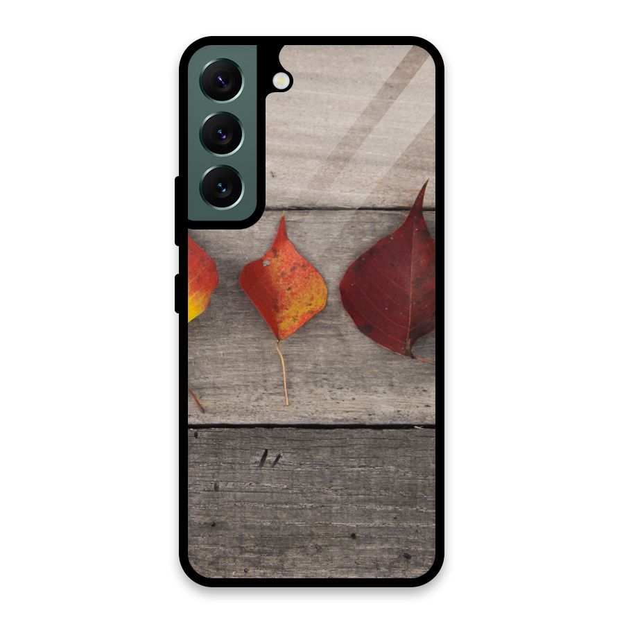 Beautiful Wood Leafs Glass Back Case for Galaxy S22 5G