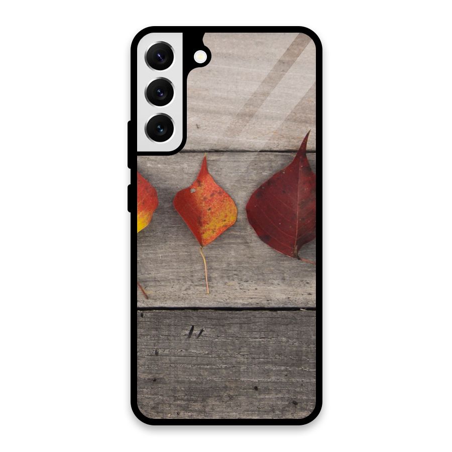 Beautiful Wood Leafs Glass Back Case for Galaxy S22 Plus 5G