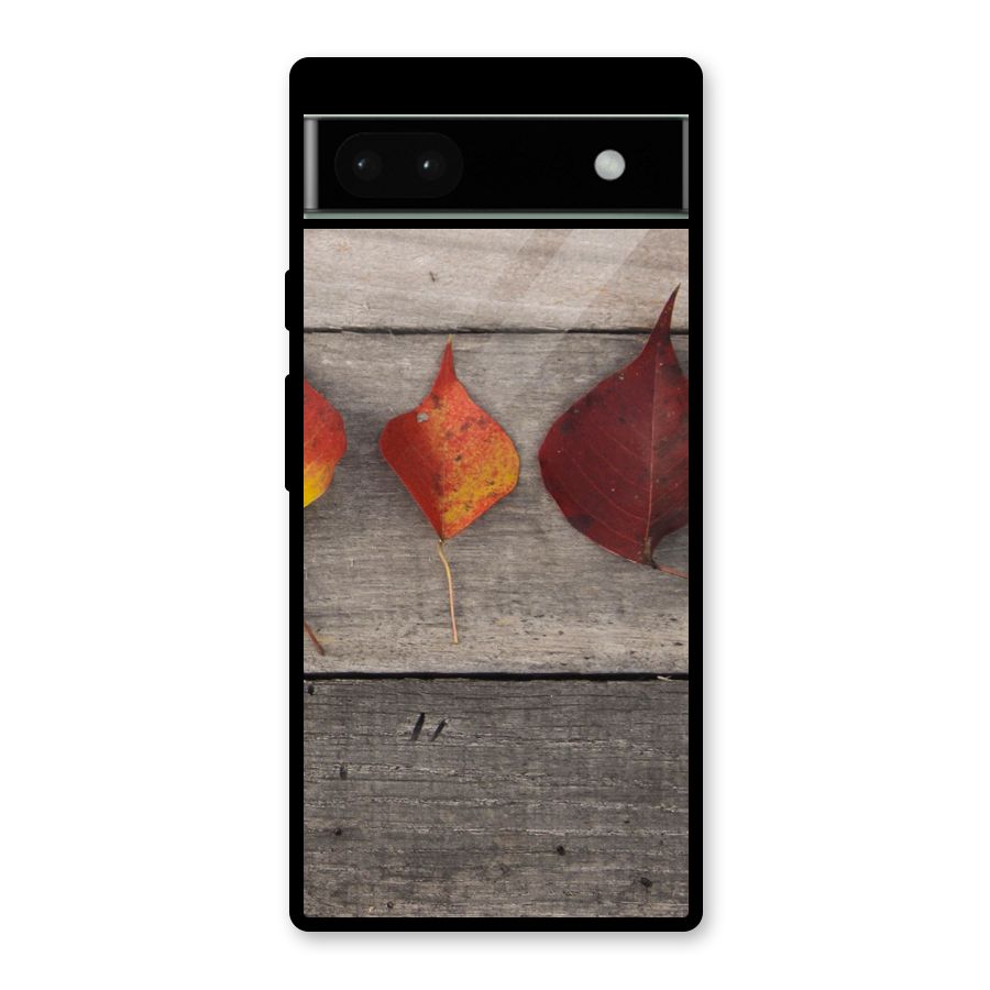Beautiful Wood Leafs Glass Back Case for Google Pixel 6a