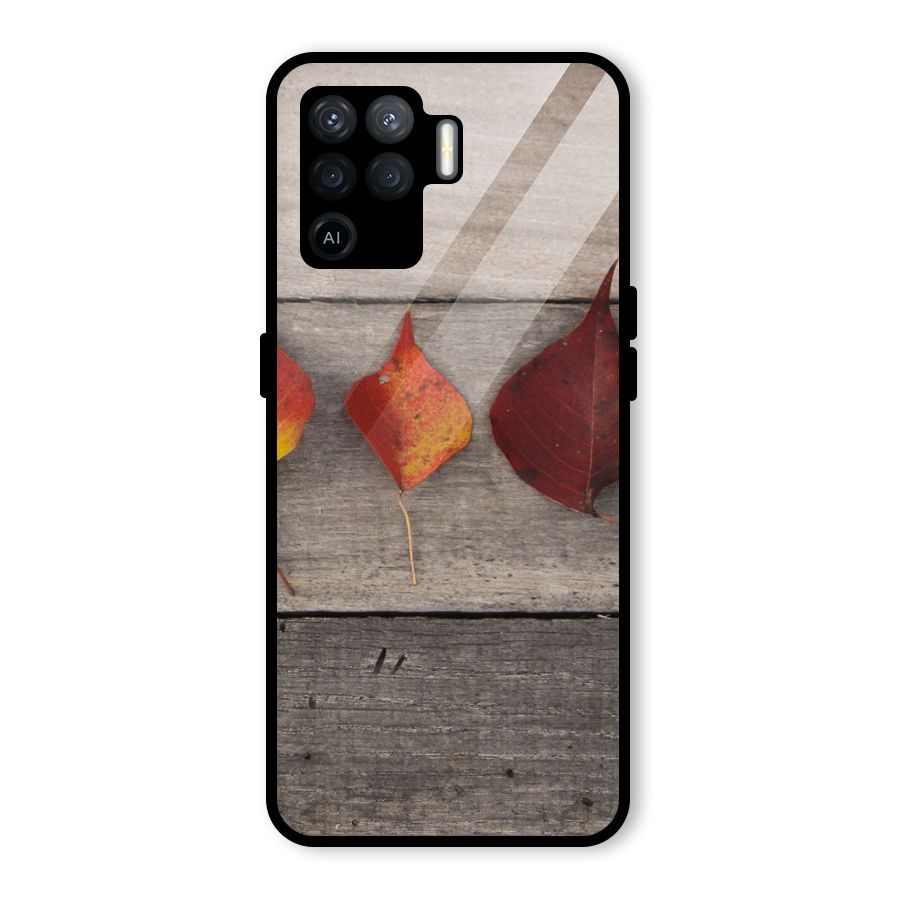 Beautiful Wood Leafs Glass Back Case for Oppo F19 Pro