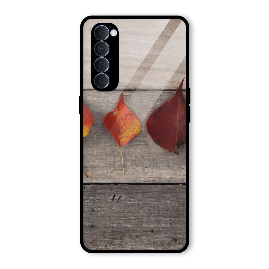 Beautiful Wood Leafs Glass Back Case for Oppo Reno4 Pro