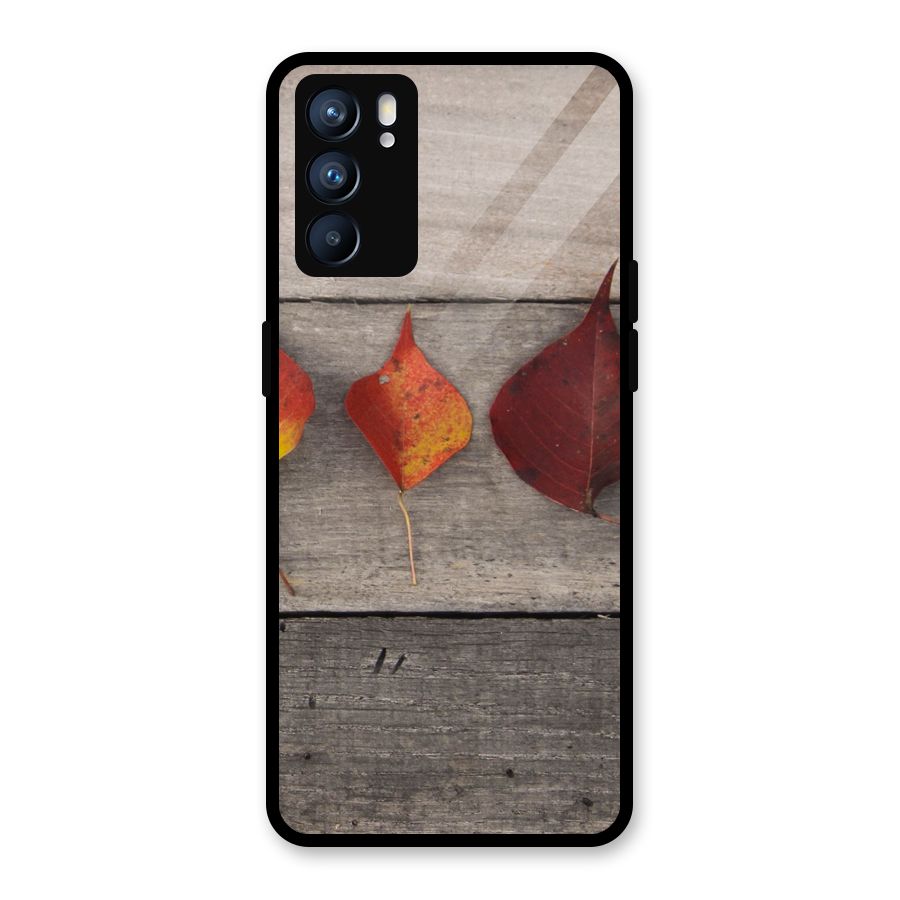 Beautiful Wood Leafs Glass Back Case for Oppo Reno6 5G