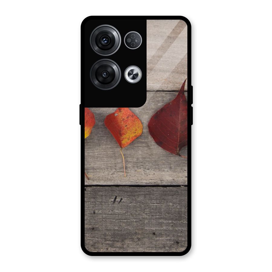 Beautiful Wood Leafs Glass Back Case for Oppo Reno8 Pro 5G