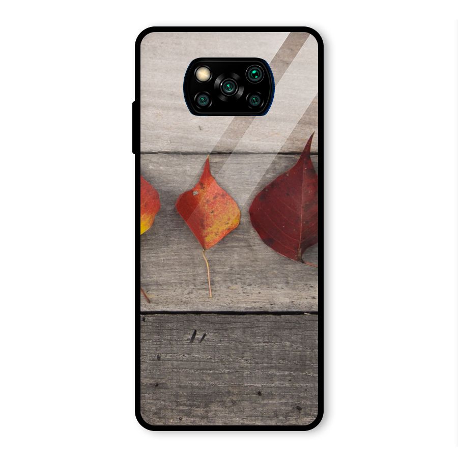 Beautiful Wood Leafs Glass Back Case for Poco X3 Pro