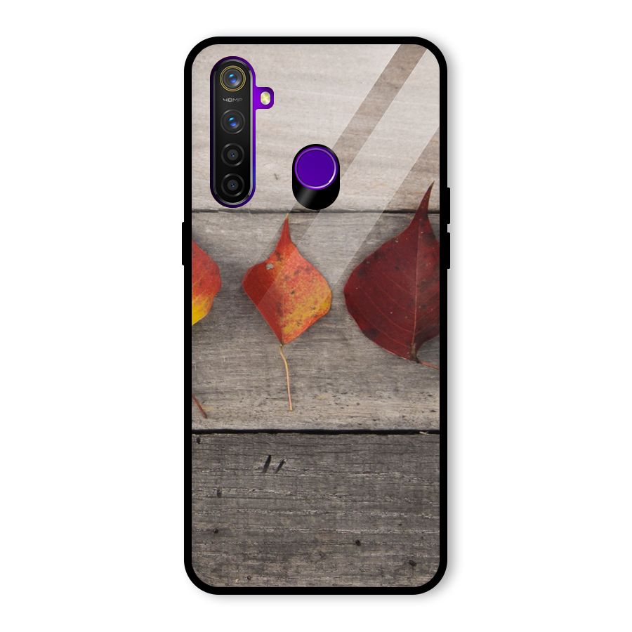 Beautiful Wood Leafs Glass Back Case for Realme 5 Pro
