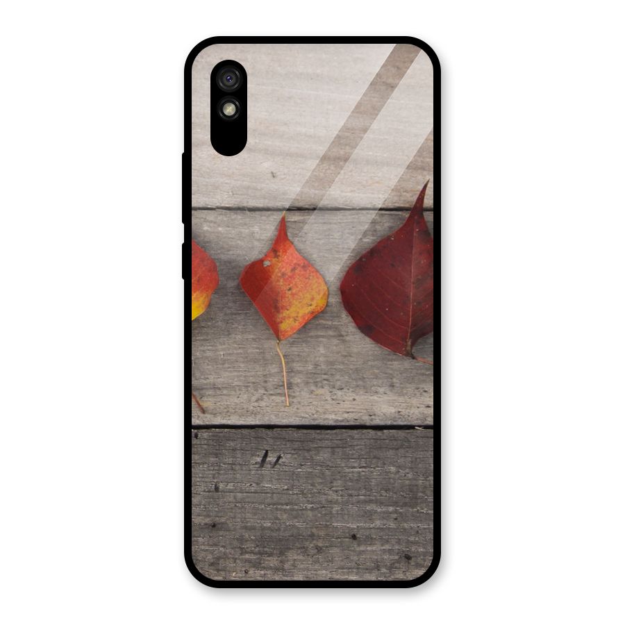 Beautiful Wood Leafs Glass Back Case for Redmi 9i