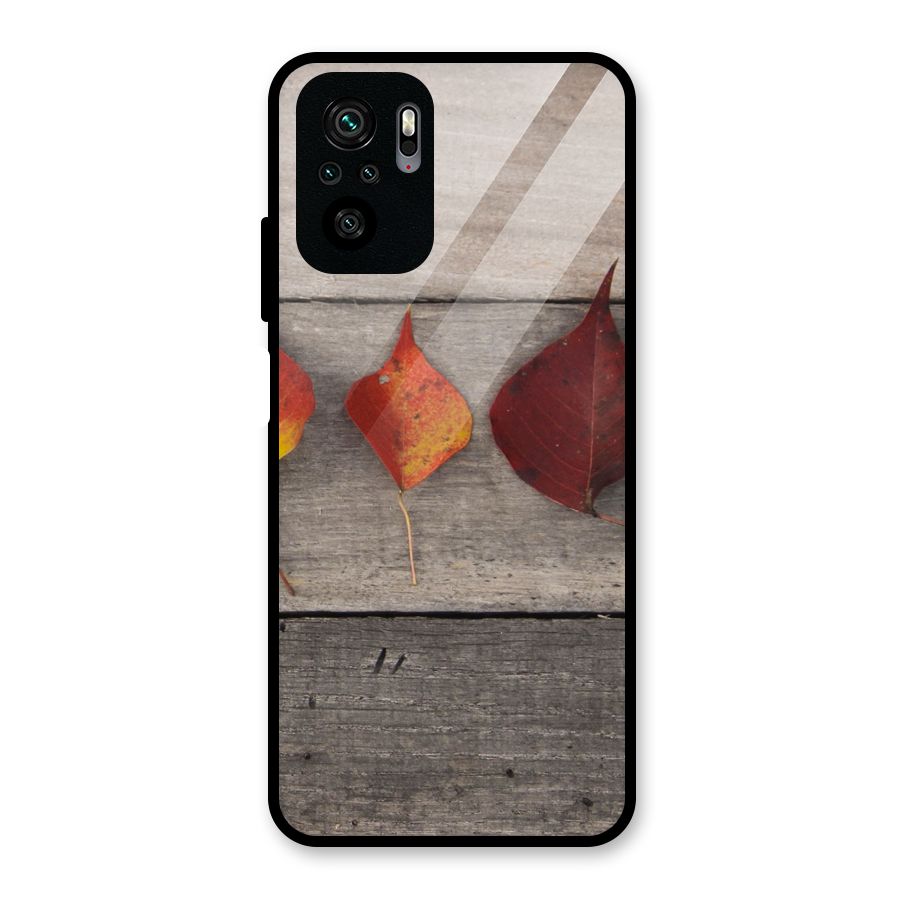 Beautiful Wood Leafs Glass Back Case for Redmi Note 10S