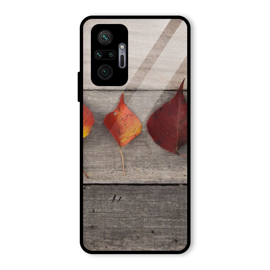 Beautiful Wood Leafs Glass Back Case for Redmi Note 10 Pro