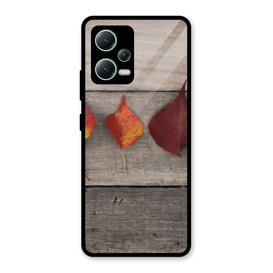 Beautiful Wood Leafs Glass Back Case for Redmi Note 12 5G