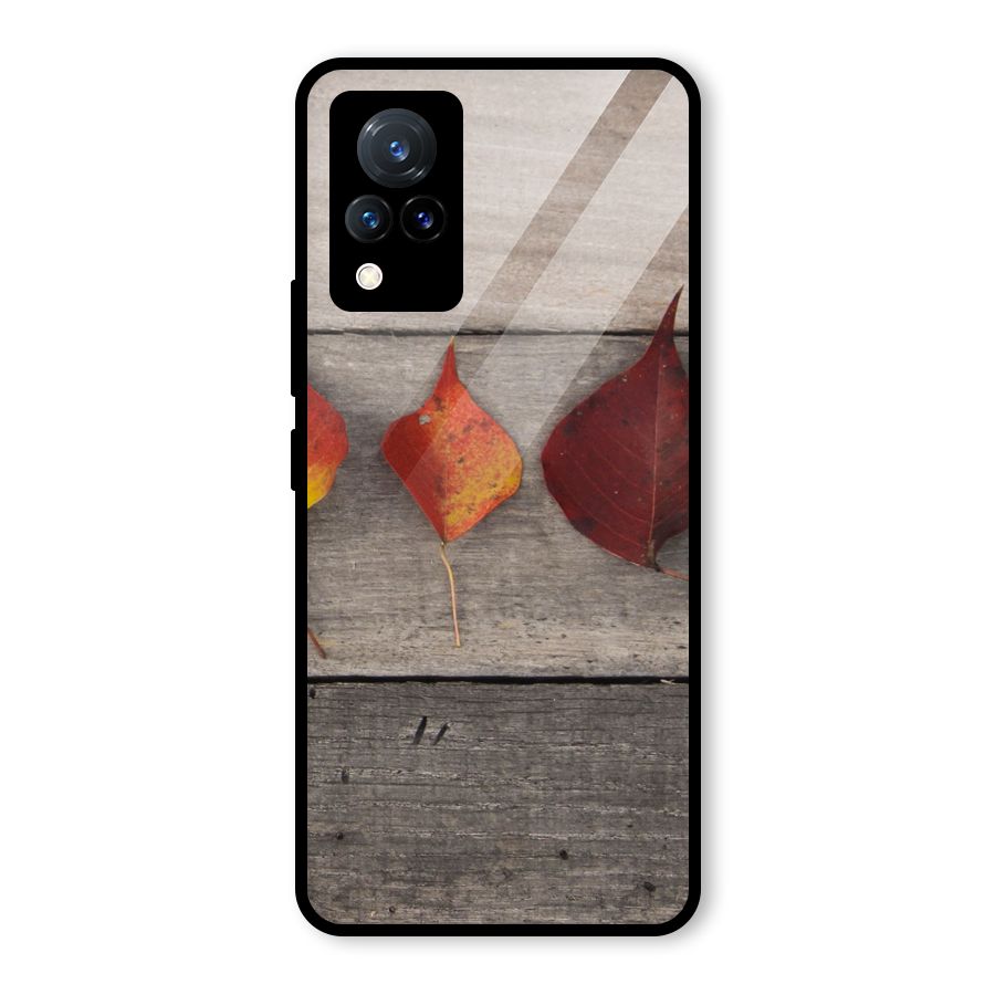 Beautiful Wood Leafs Glass Back Case for Vivo V21 5G