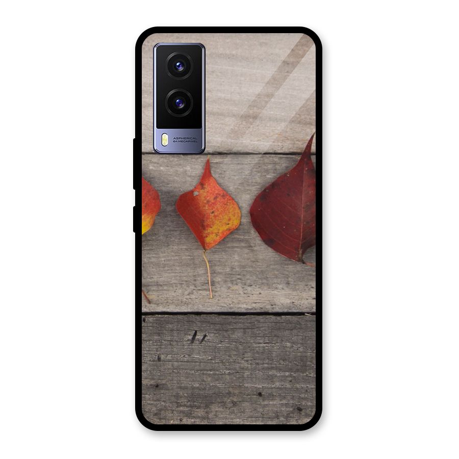Beautiful Wood Leafs Glass Back Case for Vivo V21e 5G