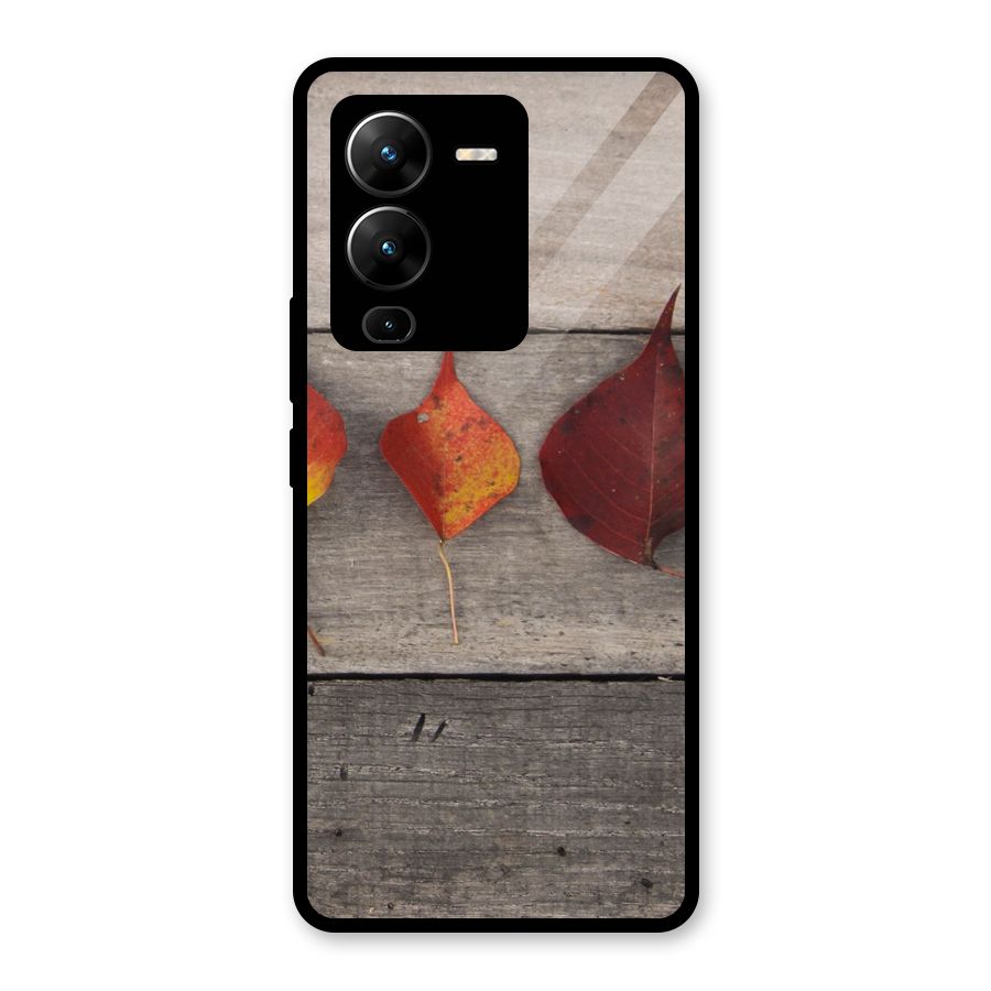 Beautiful Wood Leafs Glass Back Case for Vivo V25 Pro
