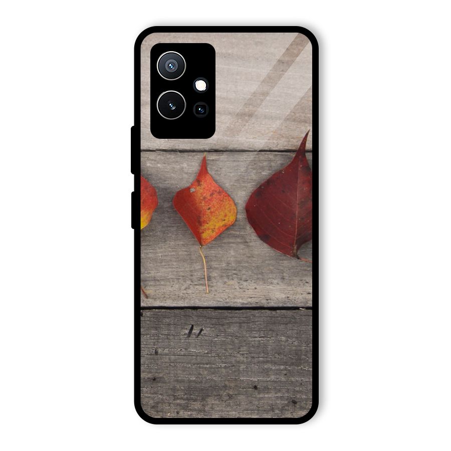 Beautiful Wood Leafs Glass Back Case for Vivo iQOO Z6