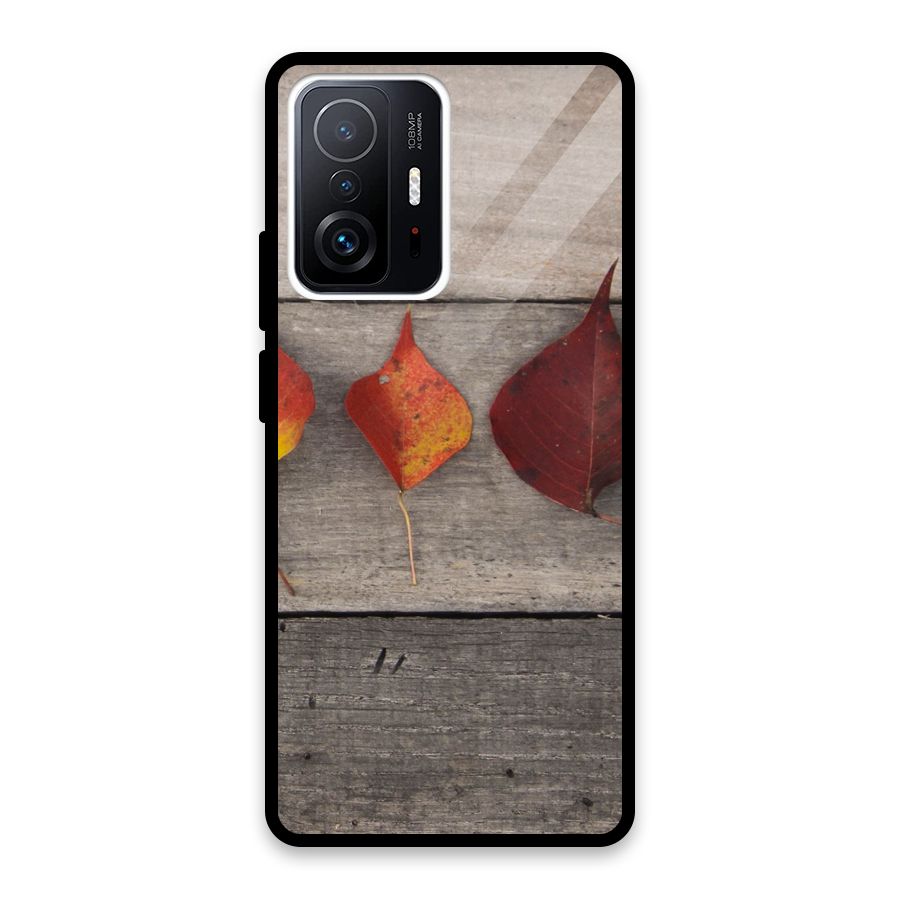 Beautiful Wood Leafs Glass Back Case for Xiaomi 11T Pro