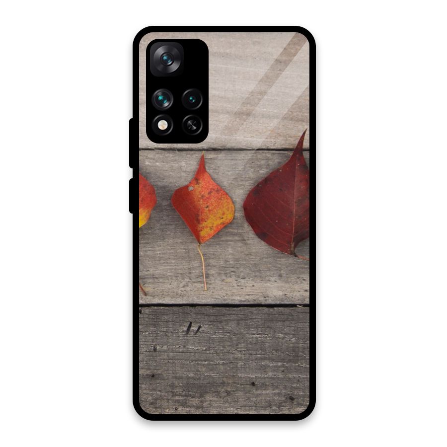 Beautiful Wood Leafs Glass Back Case for Xiaomi 11i HyperCharge 5G
