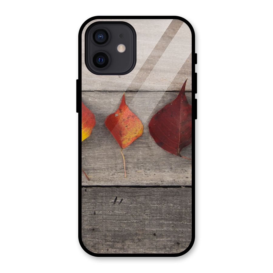 Beautiful Wood Leafs Glass Back Case for iPhone 12