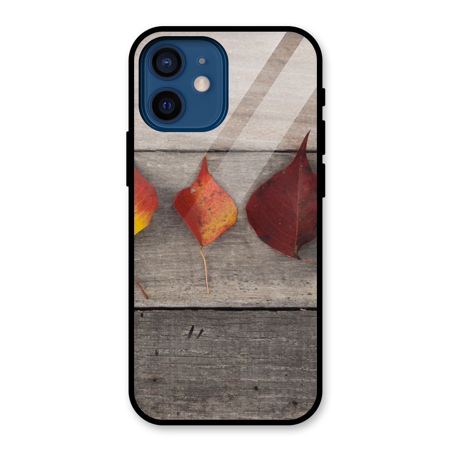 Beautiful Wood Leafs Glass Back Case for iPhone 12 Mini