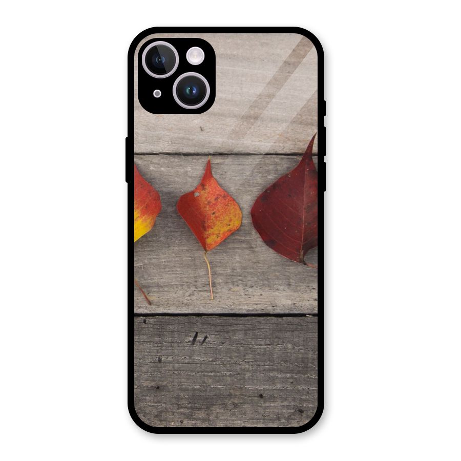 Beautiful Wood Leafs Glass Back Case for iPhone 14 Plus