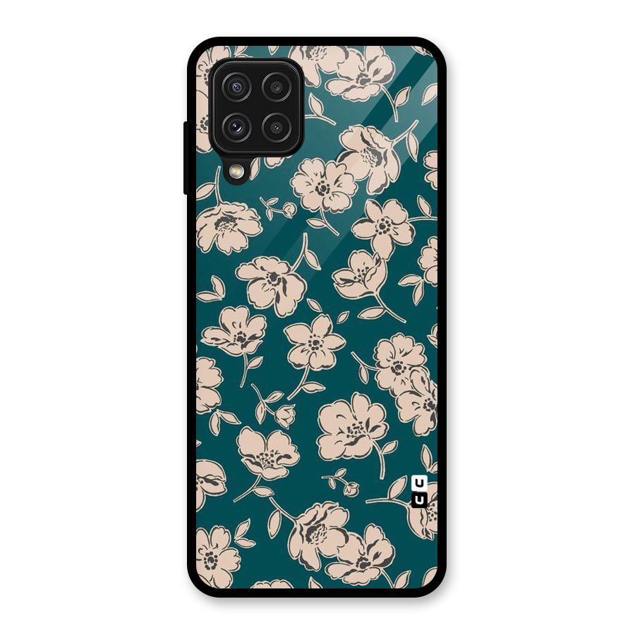 Beauty Green Bloom Glass Back Case for Galaxy A22 4G
