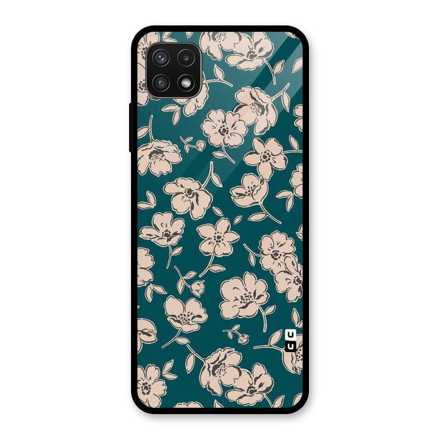 Beauty Green Bloom Glass Back Case for Galaxy A22 5G