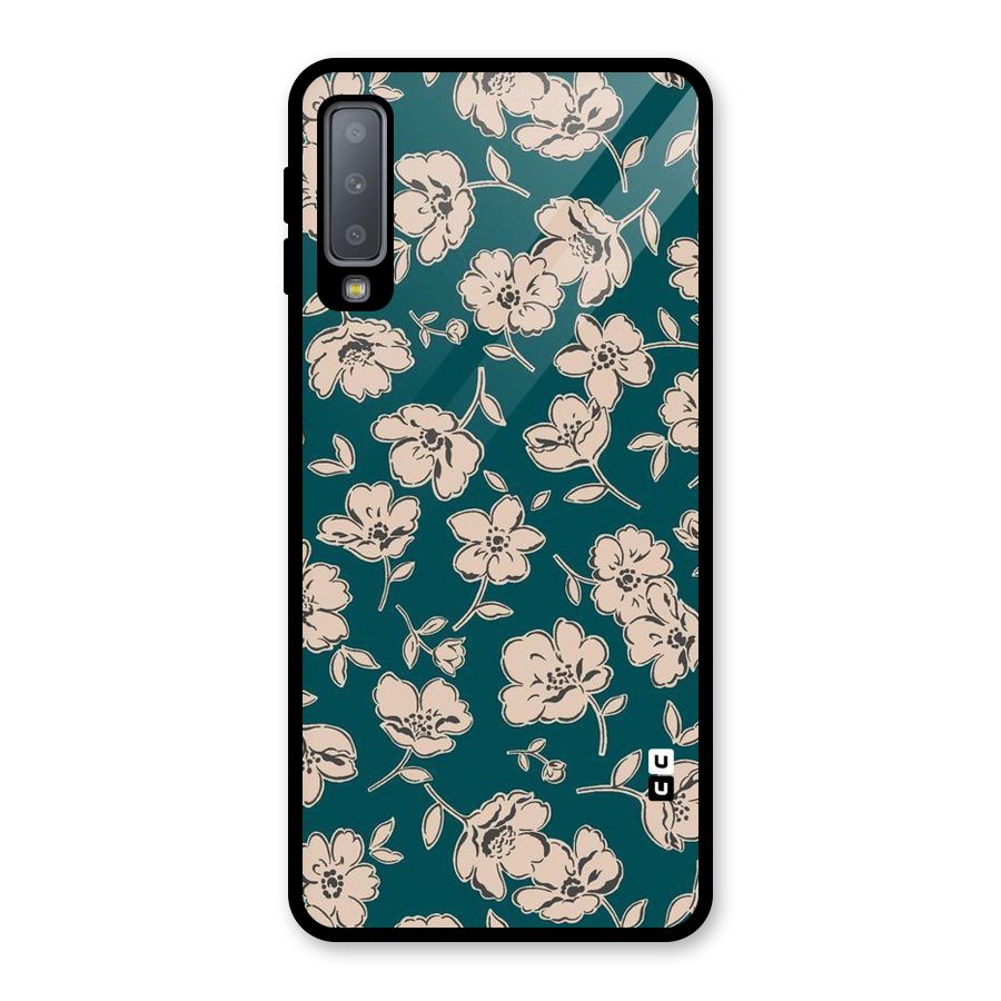 Beauty Green Bloom Glass Back Case for Galaxy A7 (2018)