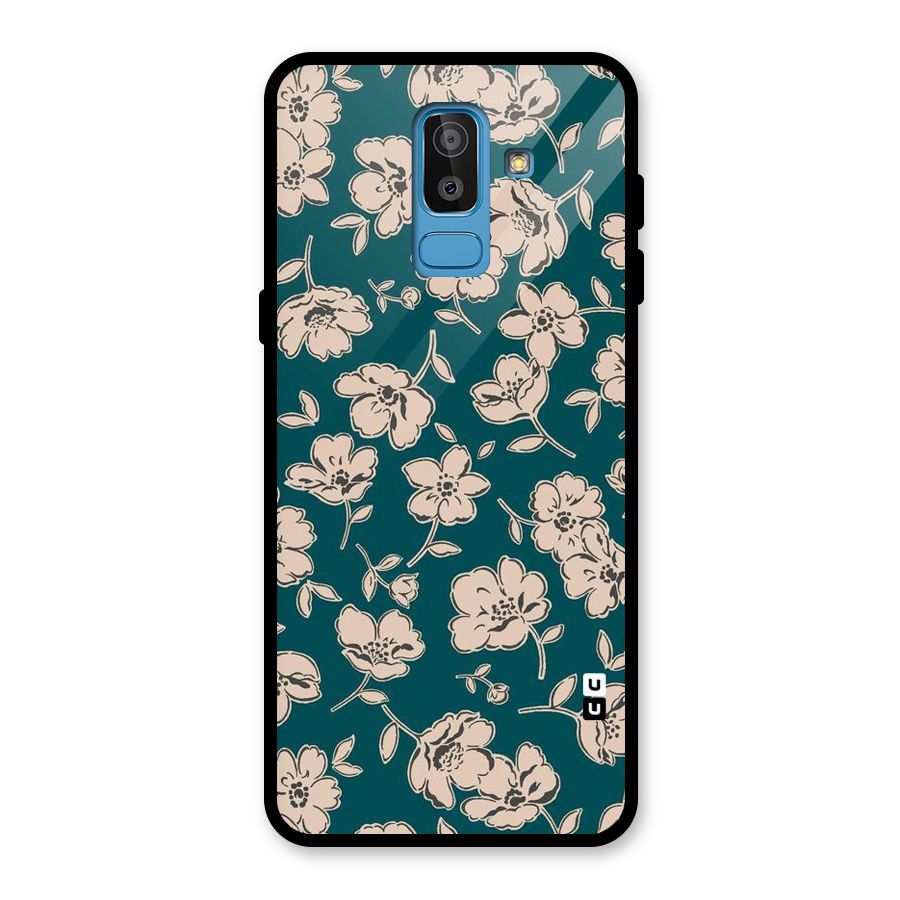 Beauty Green Bloom Glass Back Case for Galaxy J8