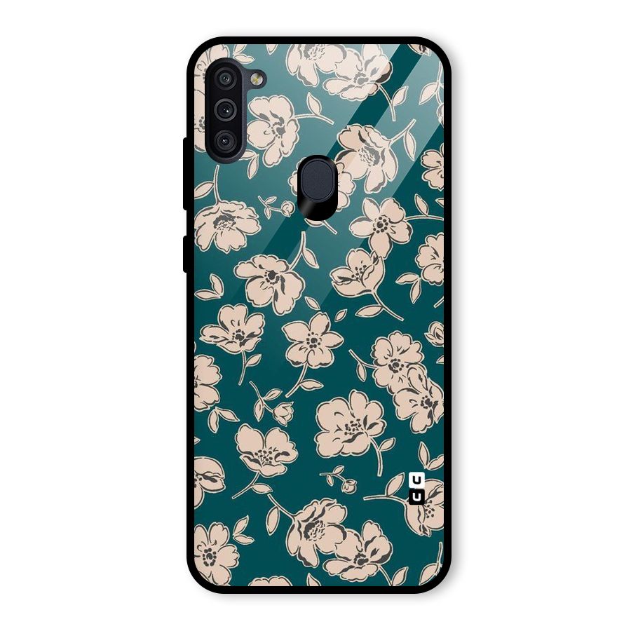 Beauty Green Bloom Glass Back Case for Galaxy M11