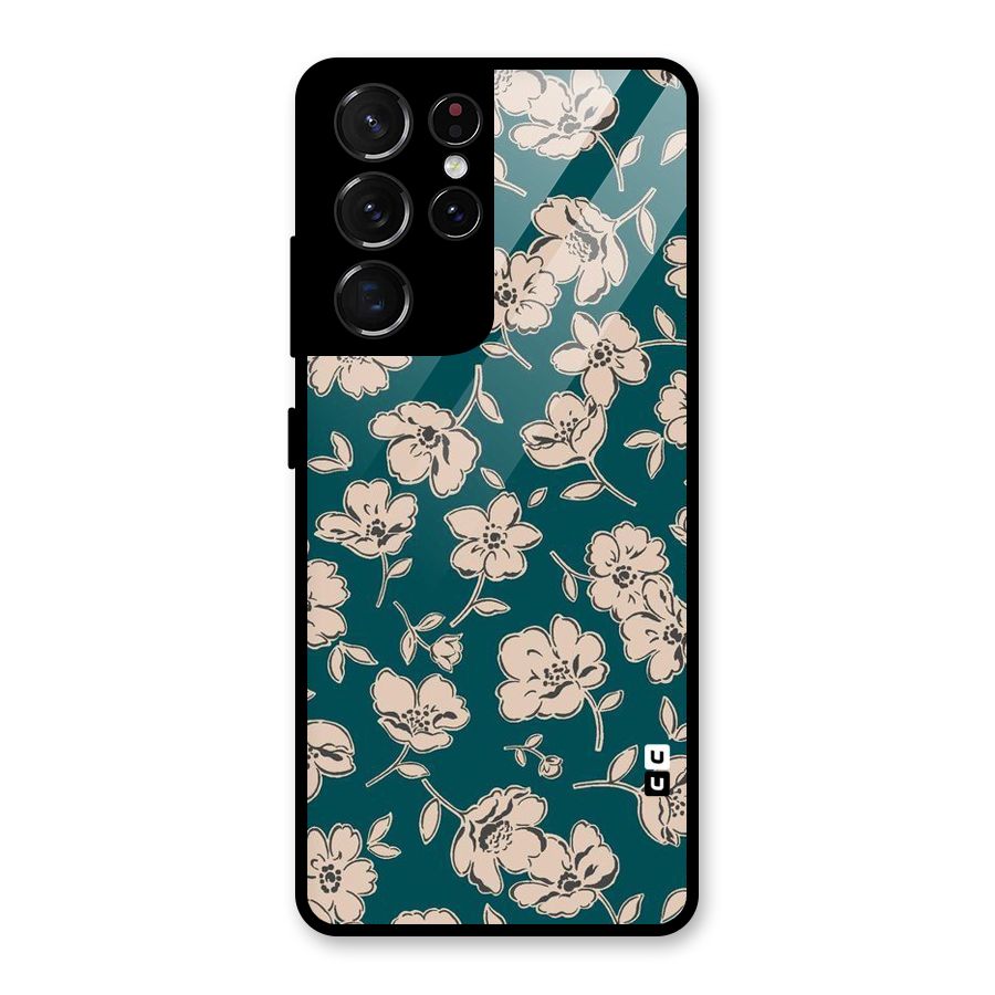 Beauty Green Bloom Glass Back Case for Galaxy S21 Ultra 5G
