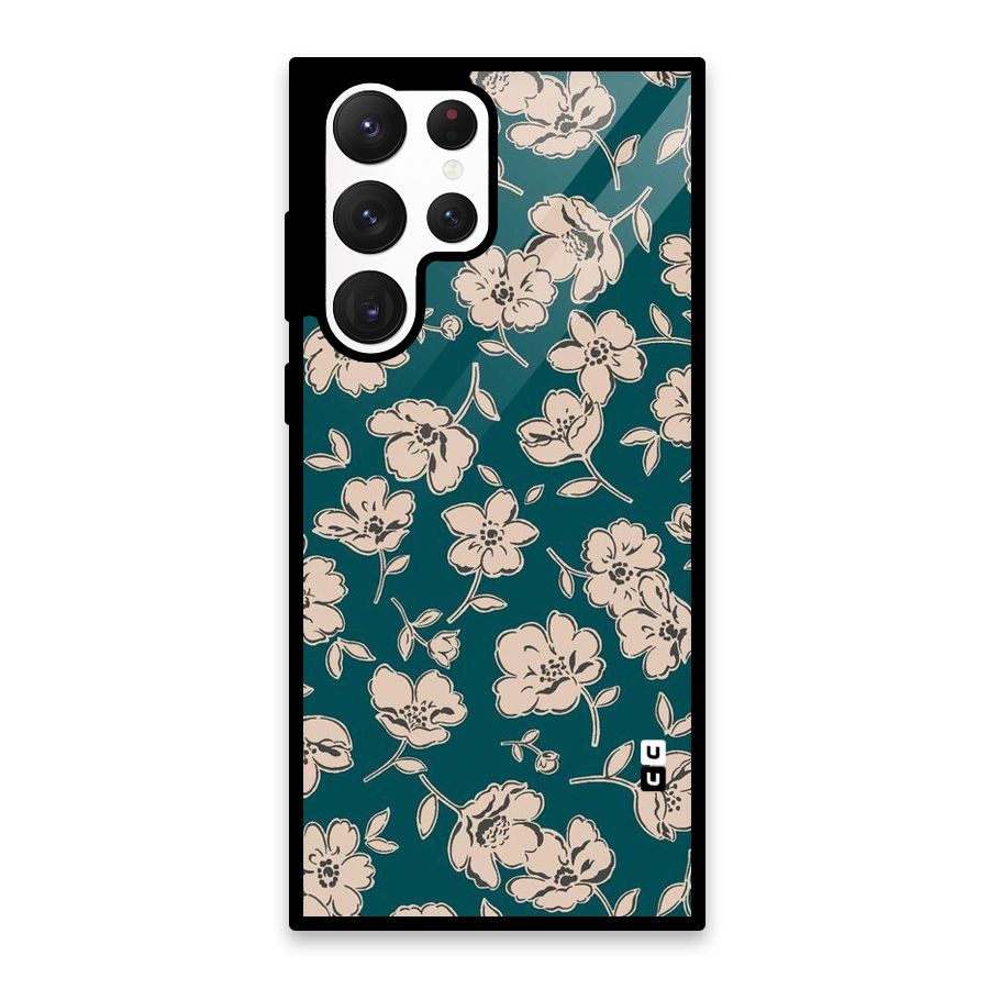 Beauty Green Bloom Glass Back Case for Galaxy S22 Ultra 5G