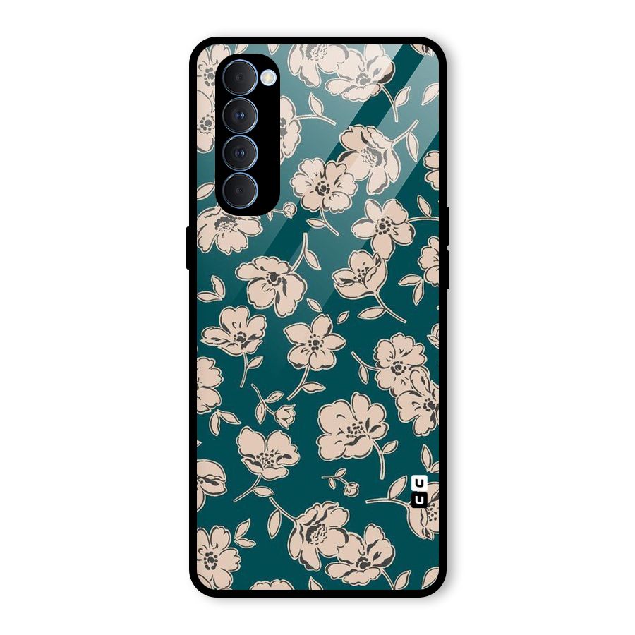 Beauty Green Bloom Glass Back Case for Oppo Reno4 Pro