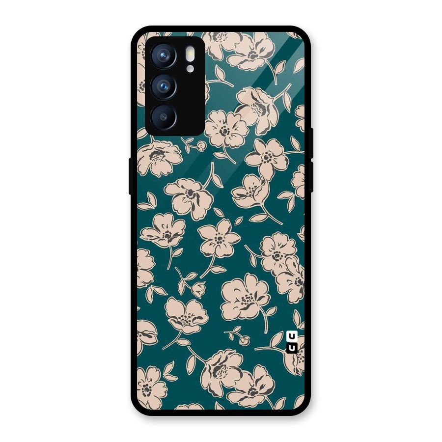 Beauty Green Bloom Glass Back Case for Oppo Reno6 5G