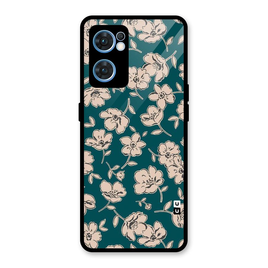 Beauty Green Bloom Glass Back Case for Oppo Reno7 5G