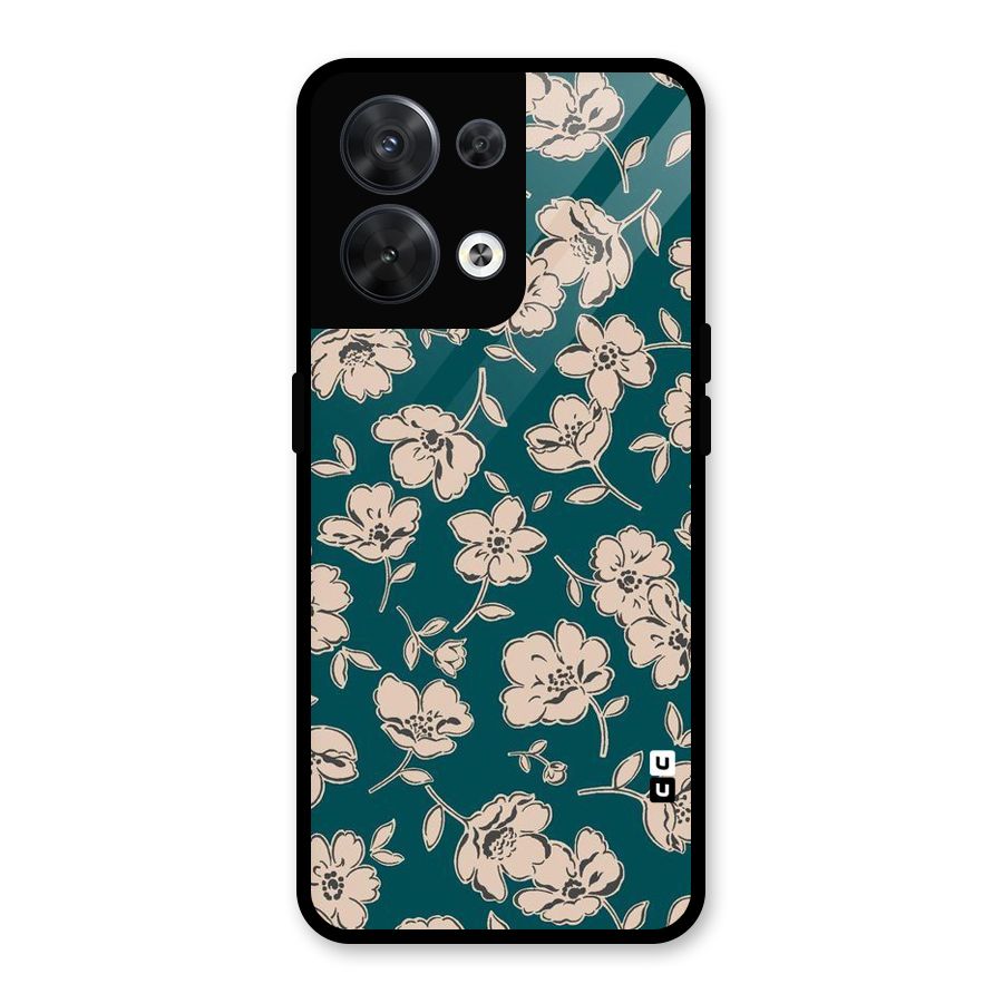 Beauty Green Bloom Glass Back Case for Oppo Reno8 5G