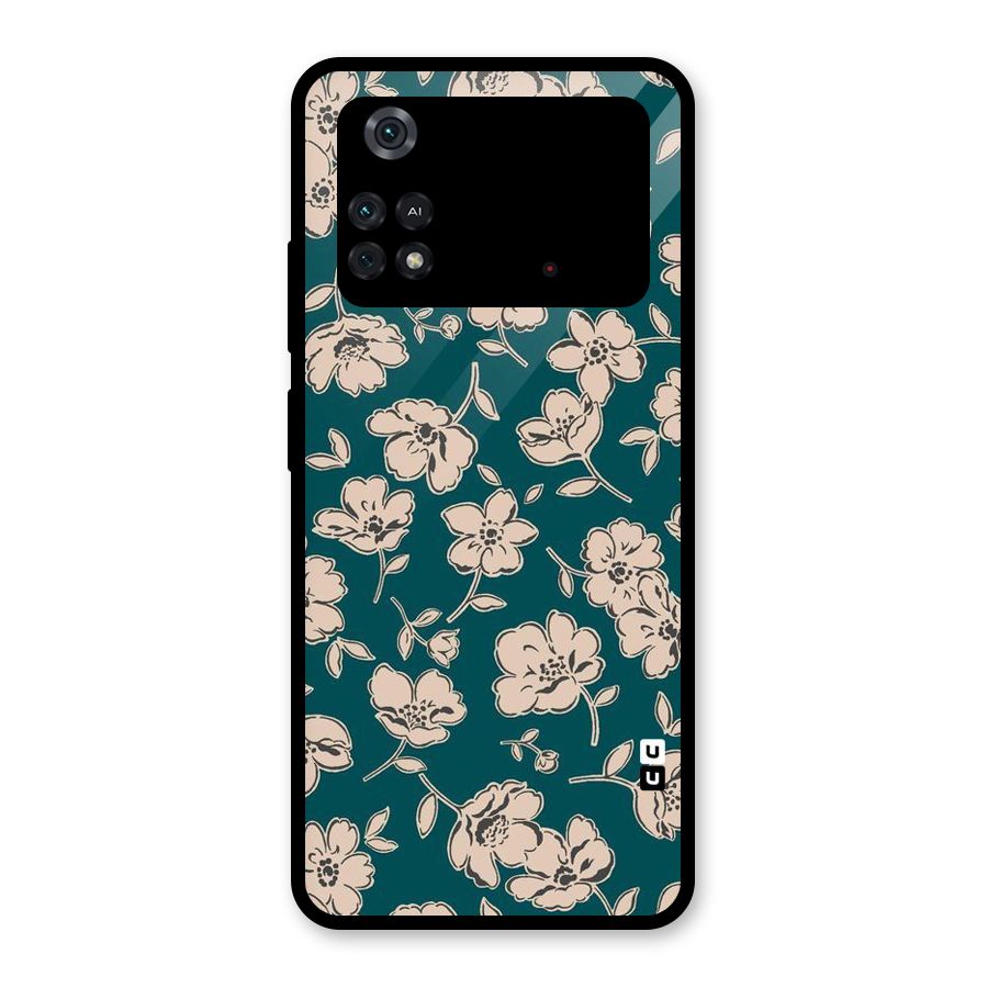 Beauty Green Bloom Glass Back Case for Poco M4 Pro 4G