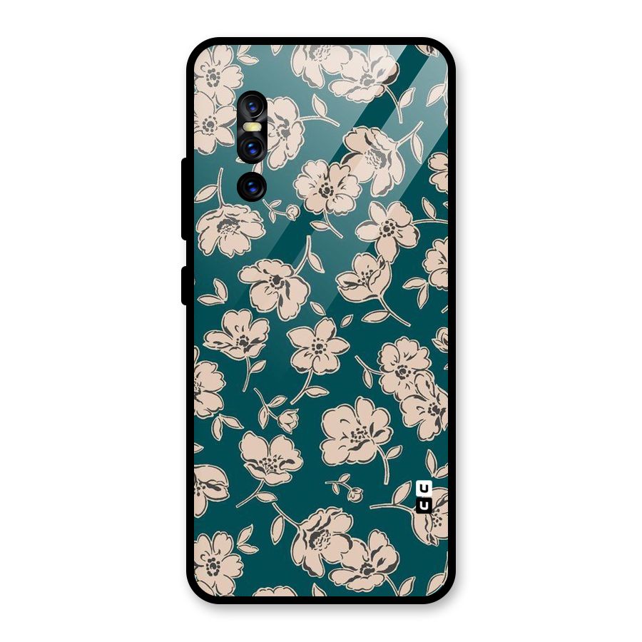Beauty Green Bloom Glass Back Case for Vivo V15 Pro