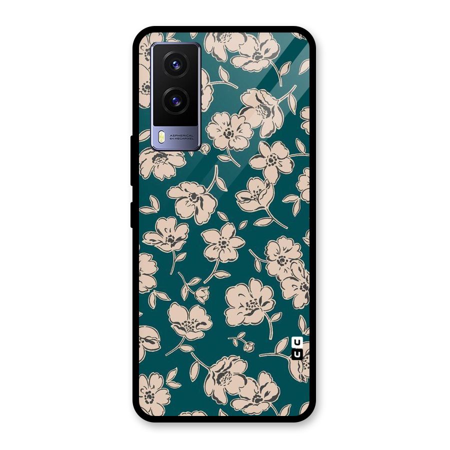 Beauty Green Bloom Glass Back Case for Vivo V21e 5G
