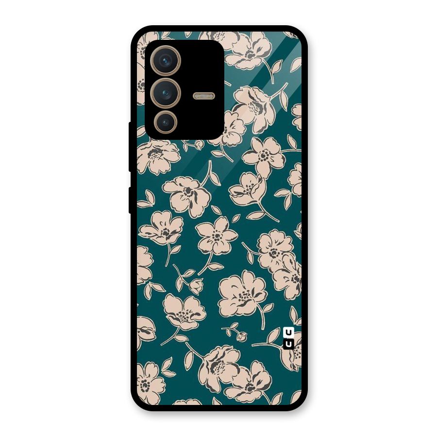 Beauty Green Bloom Glass Back Case for Vivo V23 5G