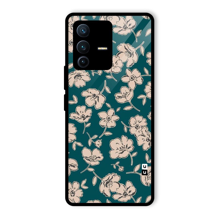 Beauty Green Bloom Glass Back Case for Vivo V23 Pro