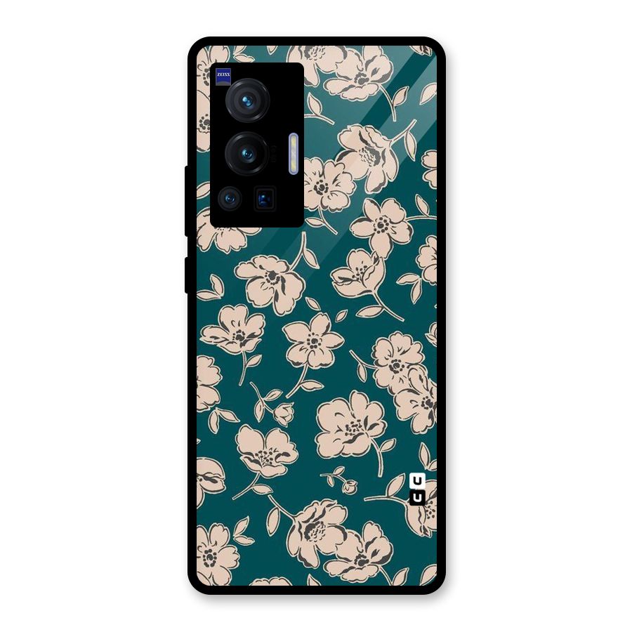 Beauty Green Bloom Glass Back Case for Vivo X70 Pro
