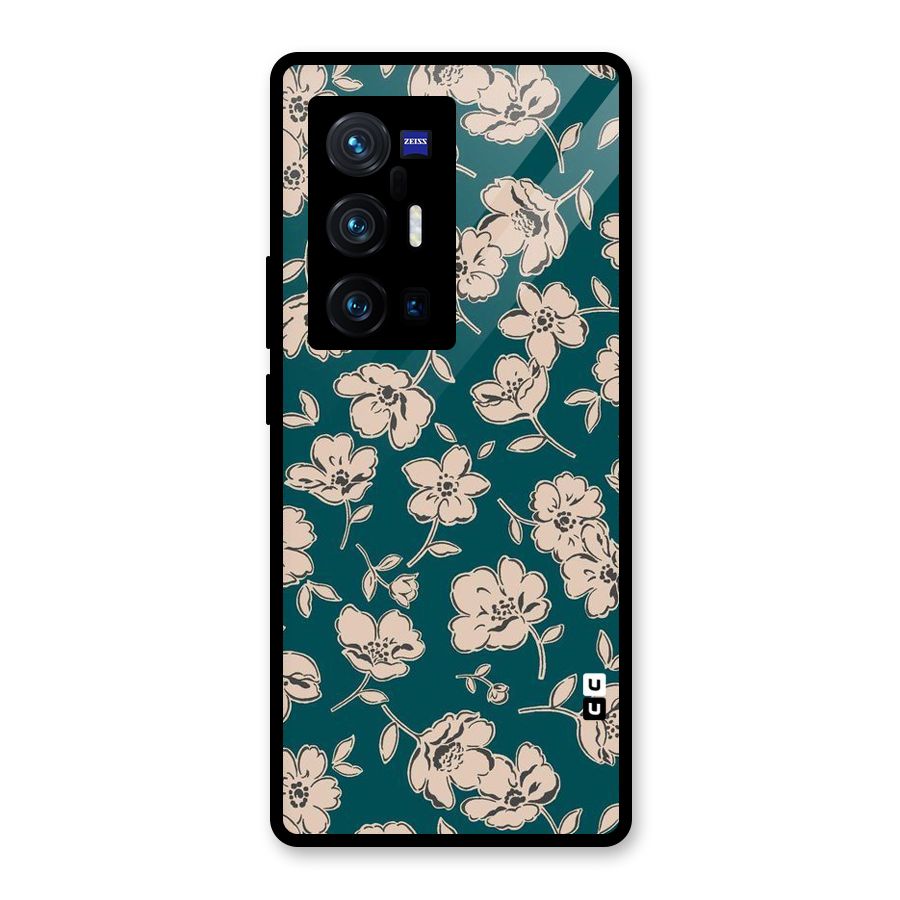 Beauty Green Bloom Glass Back Case for Vivo X70 Pro Plus