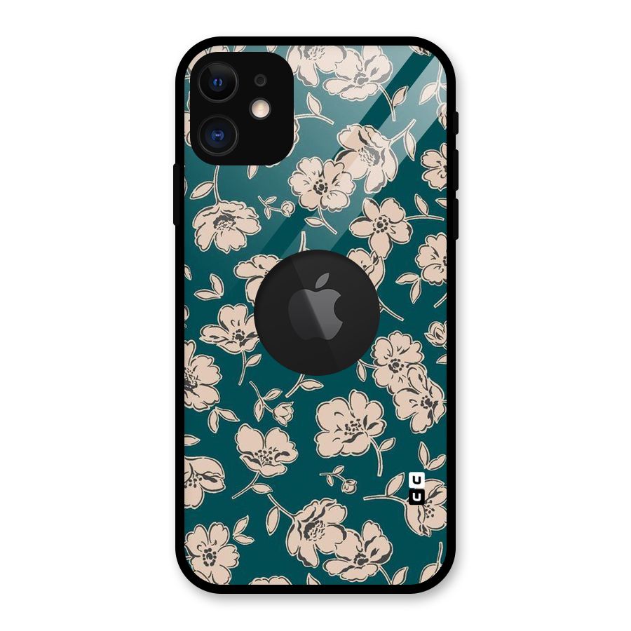 Beauty Green Bloom Glass Back Case for iPhone 11 Logo Cut