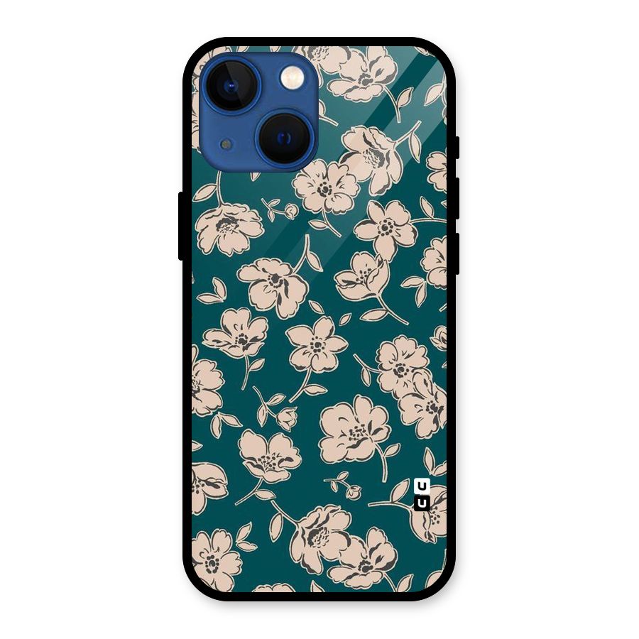 Beauty Green Bloom Glass Back Case for iPhone 13 Mini