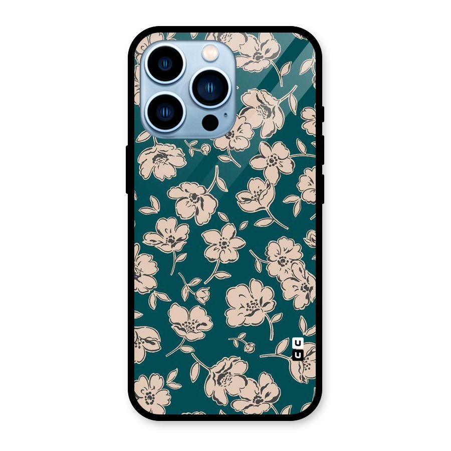 Beauty Green Bloom Glass Back Case for iPhone 13 Pro