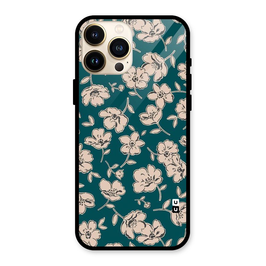 Beauty Green Bloom Glass Back Case for iPhone 13 Pro Max
