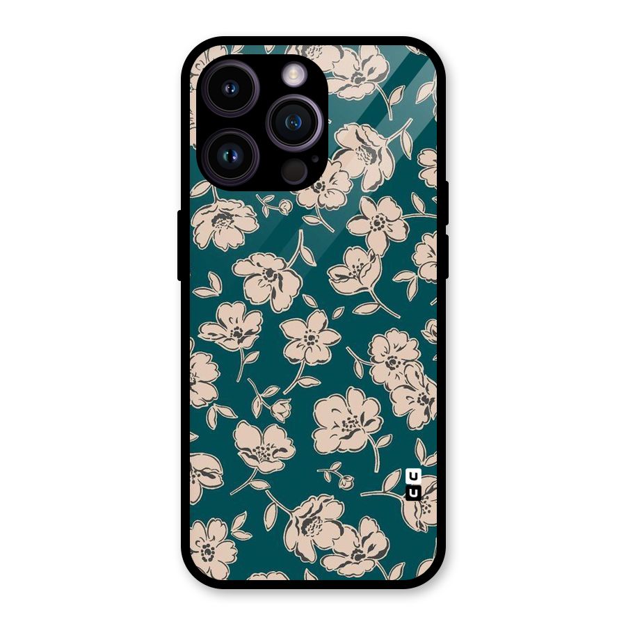 Beauty Green Bloom Glass Back Case for iPhone 14 Pro Max
