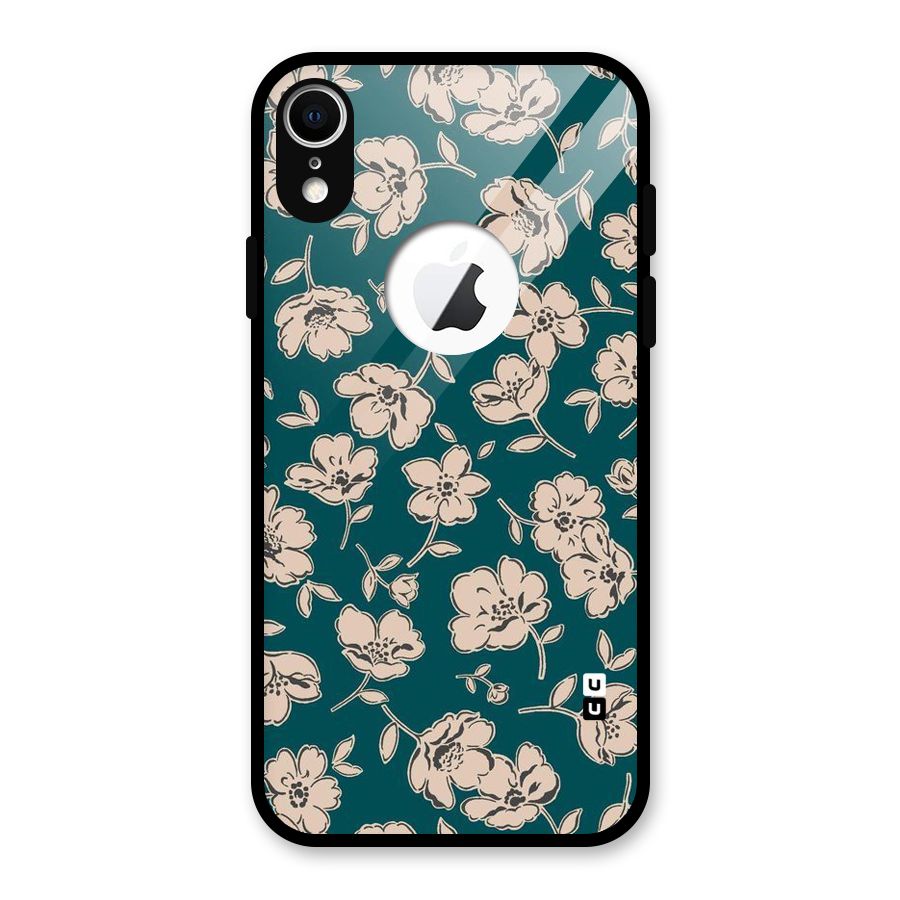 Beauty Green Bloom Glass Back Case for iPhone XR Logo Cut
