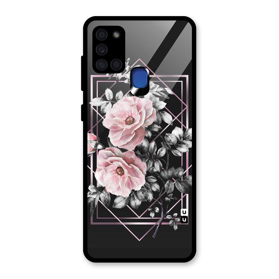 Beguilling Pink Floral Glass Back Case for Galaxy A21s
