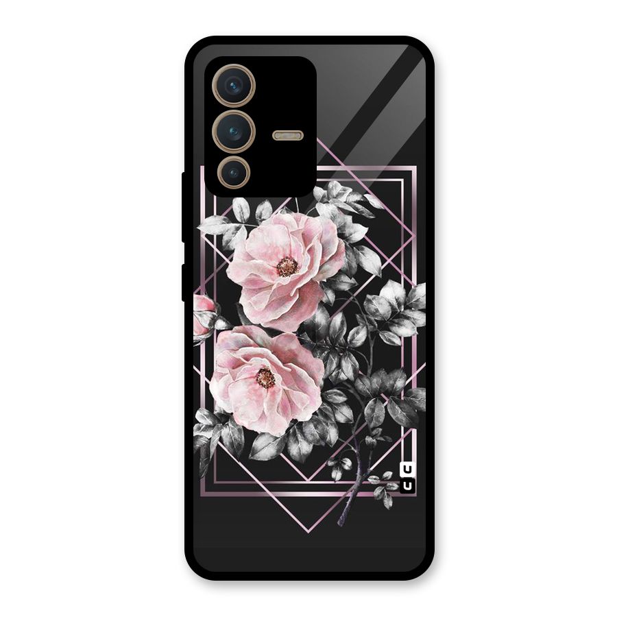 Beguilling Pink Floral Glass Back Case for Vivo V23 5G